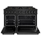 ZLINE 48 in. 6.7 cu. ft. Classic Gas Range with 8 Burner DuoPro™ Cooktop and Dual Ovens in Black Stainless Steel, Open Box-Great Condition
