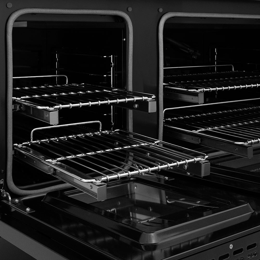 ZLINE 48 in. 6.7 cu. ft. Classic Gas Range with 8 Burner DuoPro™ Cooktop and Dual Ovens in Black Stainless Steel, Open Box-Great Condition