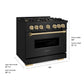 ZLINE Autograph Edition 36 in. 5.2 cu. ft. Classic Gas Range with 6 Burner DuoPro™ Cooktop and Convection Gas Oven in Black Stainless Steel and Champagne Bronze Accents, Open Box-Great Condition