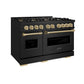 ZLINE Autograph Edition 48 in. 6.7 cu. ft. Classic Gas Range with 8 Burner DuoPro™ Cooktop and Dual Ovens in Black Stainless Steel and Champagne Bronze Accents, Open Box-Good Condition