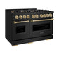 ZLINE Autograph Edition 48 in. 6.7 cu. ft. Classic Gas Range with 8 Burner DuoPro™ Cooktop and Dual Ovens in Black Stainless Steel and Champagne Bronze Accents, Open Box-Great Condition