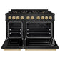 ZLINE Autograph Edition 48 in. 6.7 cu. ft. Classic Gas Range with 8 Burner DuoPro™ Cooktop and Dual Ovens in Black Stainless Steel and Champagne Bronze Accents (PCGRBZ-48-CB)