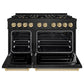 ZLINE Autograph Edition 48 in. 6.7 cu. ft. Classic Gas Range with 8 Burner DuoPro™ Cooktop and Dual Ovens in Black Stainless Steel and Champagne Bronze Accents, Open Box-Great Condition