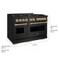 ZLINE Autograph Edition 48 in. 6.7 cu. ft. Classic Gas Range with 8 Burner DuoPro™ Cooktop and Dual Ovens in Black Stainless Steel and Champagne Bronze Accents, Open Box-Great Condition