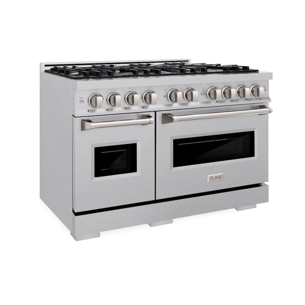 ZLINE 48 in. 6.7 cu. ft. Classic Double Oven Gas Range with 8 Burner Cooktop in DuraSnow® Stainless Steel (CGRS-48)