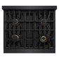 ZLINE 30 in. Classic Gas Rangetop with 4 Brass Burners and Porcelain Cooktop in Black Stainless Steel (RTB-BR-30)