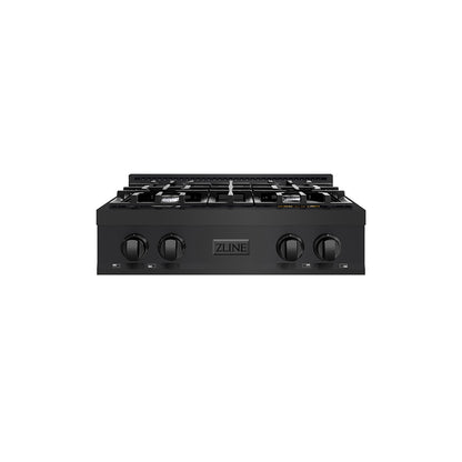 ZLINE 30 in. Classic Gas Rangetop with 4 Burners and Porcelain Cooktop in Black Stainless Steel (RTB2-30)