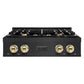 ZLINE Autograph Edition 30 in. Classic Gas Rangetop with 4 Burners and Porcelain Cooktop in Black Stainless Steel with Polished Gold Accents (RTBZ-30-G)