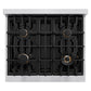 ZLINE Autograph Edition 30 in. Classic Gas Rangetop with 4 Burners and Porcelain Cooktop in Satin Stainless Steel with Matte Black Accents (RTSZ-30-MB)