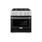 ZLINE 30 in. 4.2 cu. ft. Select Dual Fuel Range with 4 Burner Gas Cooktop and Electric Convection Oven in Satin Stainless Steel with Black Matte Door, Open Box-Great Condition
