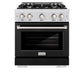 ZLINE 30 in. 4.2 cu. ft. Select Dual Fuel Range with 4 Burner Gas Cooktop and Electric Convection Oven in Satin Stainless Steel with Black Matte Door, Open Box-Great Condition
