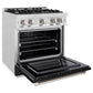 ZLINE 30 in. 4.2 cu. ft. Select Dual Fuel Range with 4 Burner Gas Cooktop and Electric Convection Oven in Satin Stainless Steel with Black Matte Door, Open Box-Great Condition