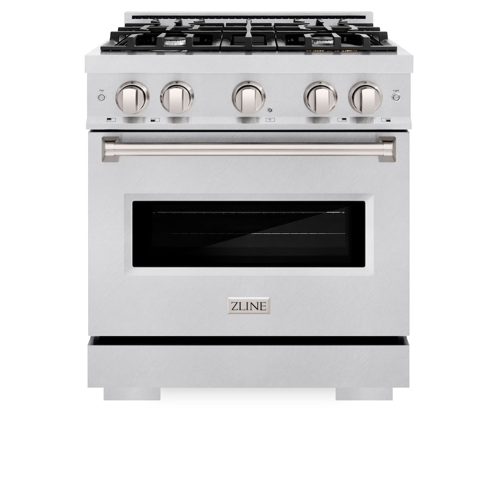 ZLINE 30 in. 4.2 cu. ft. Classic Dual Fuel Range with 4 Burner Gas Cooktop and Electric Convection Oven in Satin Stainless Steel, Open Box-Good Condition