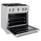 ZLINE 30 in. 4.2 cu. ft. Classic Dual Fuel Range with 4 Burner Gas Cooktop and Electric Convection Oven in Satin Stainless Steel, Open Box-Good Condition