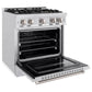 ZLINE 30 in. 4.2 cu. ft. Classic Dual Fuel Range with 4 Burner Gas Cooktop and Electric Convection Oven in Satin Stainless Steel, Open Box-Great Condition
