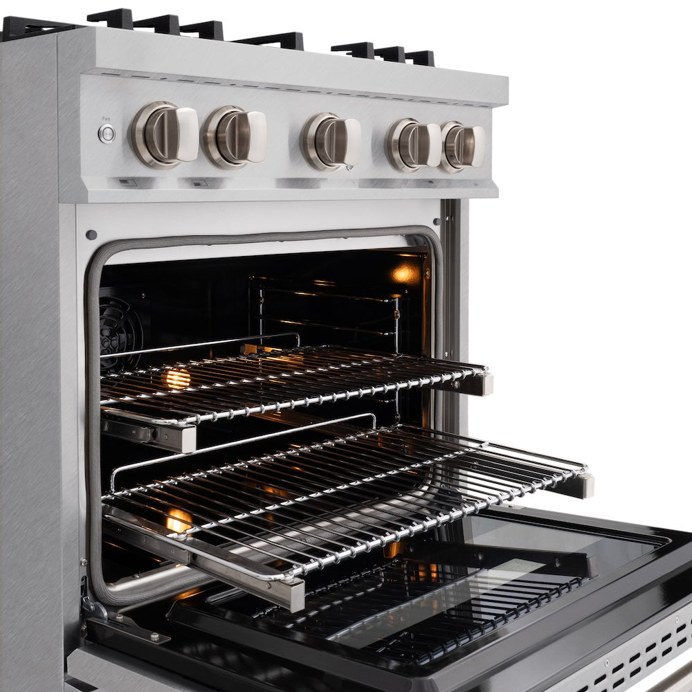 ZLINE 30 in. 4.2 cu. ft. Classic Dual Fuel Range with 4 Burner Gas Cooktop and Electric Convection Oven in Satin Stainless Steel, Open Box-Good Condition