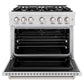 ZLINE 36 in. 5.2 cu. ft. Classic Dual Fuel Range with 6 Burner Gas Cooktop and Electric Convection Oven in Satin Stainless Steel, Open Box-Great Condition