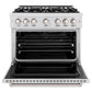 ZLINE 36 in. 5.2 cu. ft. Classic Dual Fuel Range with 6 Burner Gas Cooktop and Electric Convection Oven in Satin Stainless Steel, Open Box-Good Condition