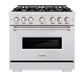 ZLINE 36 in. 5.2 cu. ft. Classic Dual Fuel Range with 6 Burner Gas Cooktop and Electric Convection Oven in Satin Stainless Steel, Open Box-Great Condition