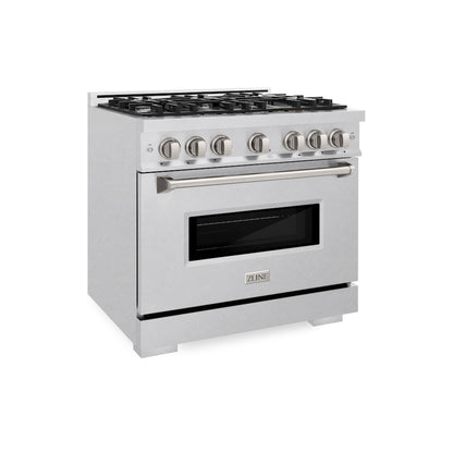 ZLINE 36 in. 5.2 cu. ft. Classic Dual Fuel Range with 6 Burner Gas Cooktop and Electric Convection Oven in Satin Stainless Steel, Open Box-Good Condition