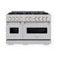 ZLINE 48 in. 6.7 cu. ft. Classic Double Oven Dual Fuel Range with 8 Burner Gas Cooktop in Satin Stainless Steel, Open Box-Great Condition