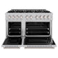 ZLINE 48 in. 6.7 cu. ft. Classic Double Oven Dual Fuel Range with 8 Burner Gas Cooktop in Satin Stainless Steel, Open Box-Good Condition