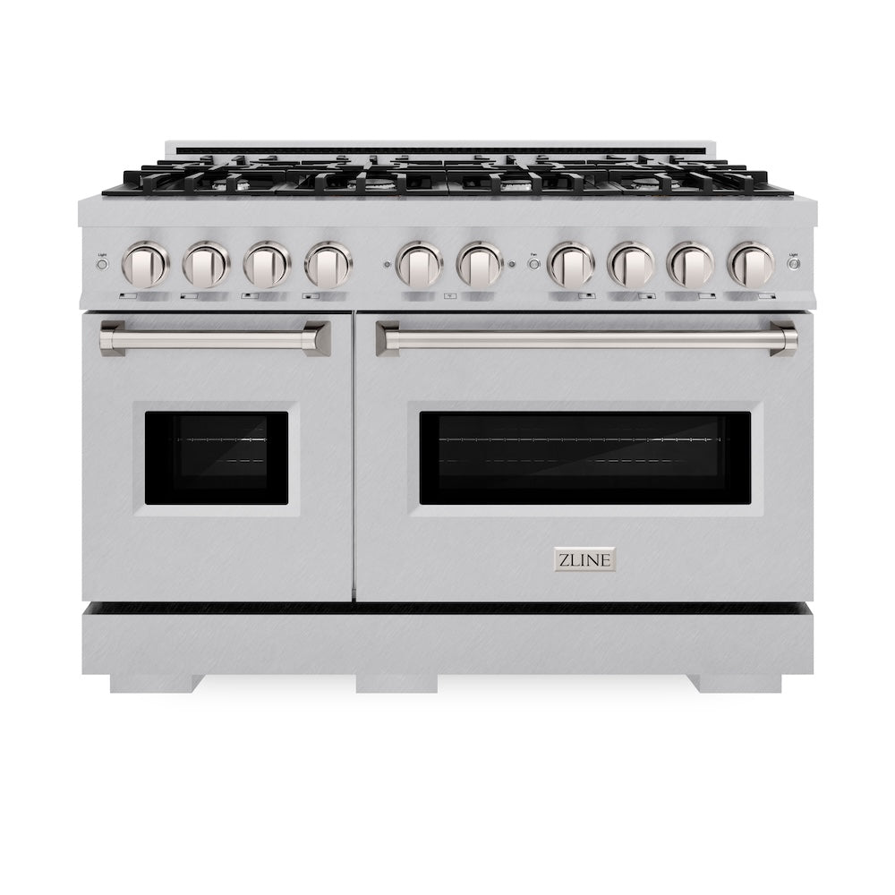 ZLINE 48 in. 6.7 cu. ft. Classic Double Oven Dual Fuel Range with 8 Burner Gas Cooktop in Satin Stainless Steel, Open Box-Good Condition