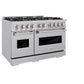 ZLINE 48 in. 6.7 cu. ft. Classic Double Oven Dual Fuel Range with 8 Burner Gas Cooktop in Satin Stainless Steel, Open Box-Good Condition
