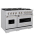 ZLINE 48 in. 6.7 cu. ft. Classic Double Oven Dual Fuel Range with 8 Burner Gas Cooktop in Satin Stainless Steel, Open Box-Great Condition