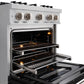 ZLINE 30 in. 4.2 cu. ft. Classic Dual Fuel Range with 4 Burner Gas Cooktop and Electric Convection Oven in Satin Stainless Steel with Black Matte Door (CDRS-BLM-30) side, racks extended.