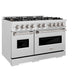 ZLINE 48 in. 6.7 cu. ft. Classic Double Oven Dual Fuel Range in Satin Stainless Steel with 8 Brass Burners (CDRS-BR-48) side.