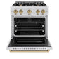ZLINE Autograph Edition 30 in. 4.2 cu. ft. Classic Dual Fuel Range with 4 Burner Gas Cooktop and Electric Convection Oven in Satin Stainless Steel with Champagne Bronze Accents, Open Box-Great Condition