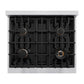 ZLINE Autograph Edition 30 in. 4.2 cu. ft. Classic Dual Fuel Range with 4 Burner Gas Cooktop and Electric Convection Oven in Satin Stainless Steel with White Matte Door and Champagne Bronze Accents, Open Box-Great Condition