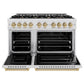 ZLINE Autograph Edition 48 in. 6.7 cu. ft. Classic Double Oven Dual Fuel Range with 8 Burner Gas Cooktop in Satin Stainless Steel and Champagne Bronze Accents, Open Box-Good Condition