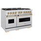 ZLINE Autograph Edition 48 in. 6.7 cu. ft. Classic Double Oven Dual Fuel Range with 8 Burner Gas Cooktop in Satin Stainless Steel and Champagne Bronze Accents, Open Box-Good Condition