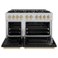 ZLINE Autograph Edition 48 in. 6.7 cu. ft. Classic Double Oven Dual Fuel Range with 8 Burner Gas Cooktop in Satin Stainless Steel with Black Matte Doors and Champagne Bronze Accents, Open Box-Good Condition