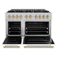 ZLINE Autograph Edition 48 in. 6.7 cu. ft. Classic Double Oven Dual Fuel Range with 8 Burner Gas Cooktop in Satin Stainless Steel with White Matte Doors and Champagne Bronze Accents, Open Box-Great Condition