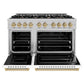 ZLINE Autograph Edition 48 in. 6.7 cu. ft. Classic Double Oven Dual Fuel Range with 8 Burner Gas Cooktop in Satin Stainless Steel with White Matte Doors and Champagne Bronze Accents, Open Box-Good Condition