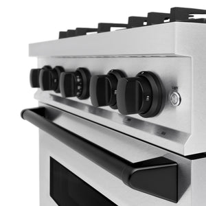 ZLINE Autograph Edition 30 in. 4.2 cu. ft. Classic Dual Fuel Range with 4 Burner Gas Cooktop and Electric Convection Oven in Satin Stainless Steel with Matte Black Accents, Open Box-Great Condition