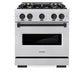 ZLINE Autograph Edition 30 in. 4.2 cu. ft. Classic Dual Fuel Range with 4 Burner Gas Cooktop and Electric Convection Oven in Satin Stainless Steel with Matte Black Accents (CDRSZ-30-MB) front.