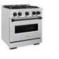 ZLINE Autograph Edition 30 in. 4.2 cu. ft. Classic Dual Fuel Range with 4 Burner Gas Cooktop and Electric Convection Oven in Satin Stainless Steel with Matte Black Accents (CDRSZ-30-MB) side.