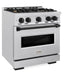 ZLINE Autograph Edition 30 in. 4.2 cu. ft. Classic Dual Fuel Range with 4 Burner Gas Cooktop and Electric Convection Oven in Satin Stainless Steel with Matte Black Accents, Open Box-Great Condition