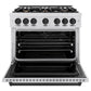 ZLINE Autograph Edition 36 in. 5.2 cu. ft. Classic Dual Fuel Range with 6 Burner Gas Cooktop and Electric Convection Oven in Satin Stainless Steel with Matte Black Accents, Open Box-Great Condition