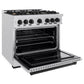 ZLINE Autograph Edition 36 in. 5.2 cu. ft. Classic Dual Fuel Range with 6 Burner Gas Cooktop and Electric Convection Oven in Satin Stainless Steel with Matte Black Accents, Open Box-Good Condition