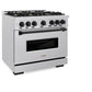 ZLINE Autograph Edition 36 in. 5.2 cu. ft. Classic Dual Fuel Range with 6 Burner Gas Cooktop and Electric Convection Oven in Satin Stainless Steel with Matte Black Accents, Open Box-Good Condition