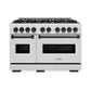 ZLINE Autograph Edition 48 in. 6.7 cu. ft. Classic Double Oven Dual Fuel Range with 8 Burner Gas Cooktop in Satin Stainless Steel and Matte Black Accents, Open Box-Great Condition