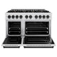 ZLINE Autograph Edition 48 in. 6.7 cu. ft. Classic Double Oven Dual Fuel Range with 8 Burner Gas Cooktop in Satin Stainless Steel and Matte Black Accents, Open Box-Good Condition