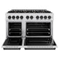 ZLINE Autograph Edition 48 in. 6.7 cu. ft. Classic Double Oven Dual Fuel Range with 8 Burner Gas Cooktop in Satin Stainless Steel and Matte Black Accents, Open Box-Great Condition
