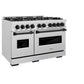 ZLINE Autograph Edition 48 in. 6.7 cu. ft. Classic Double Oven Dual Fuel Range with 8 Burner Gas Cooktop in Satin Stainless Steel and Matte Black Accents (CDRSZ-48-MB) side.