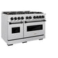 ZLINE Autograph Edition 48 in. 6.7 cu. ft. Classic Double Oven Dual Fuel Range with 8 Burner Gas Cooktop in Satin Stainless Steel and Matte Black Accents, Open Box-Good Condition